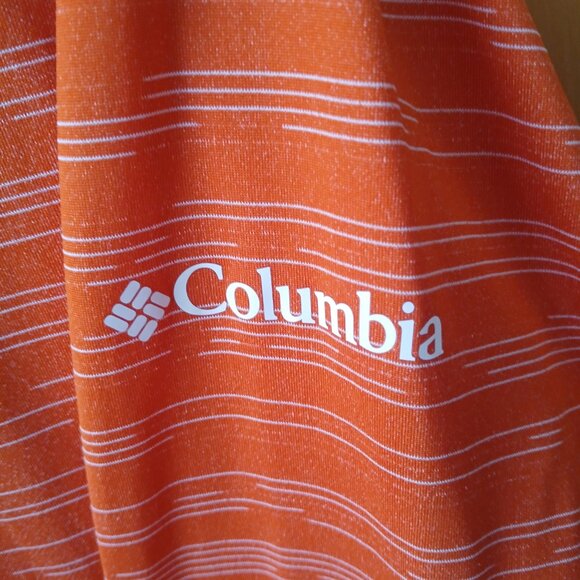 Columbia Golf 1/4 Zip Lightweight Pullover, Size Large, Orange Stripes EUC - Picture 3 of 7